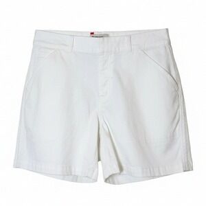 Spanx Women Stretch Twill 6" Shorts White XL High Rise Hidden Core Shaping